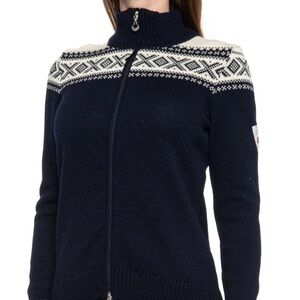 Dale of Norway Black and White Cortina Full Zip Sweater